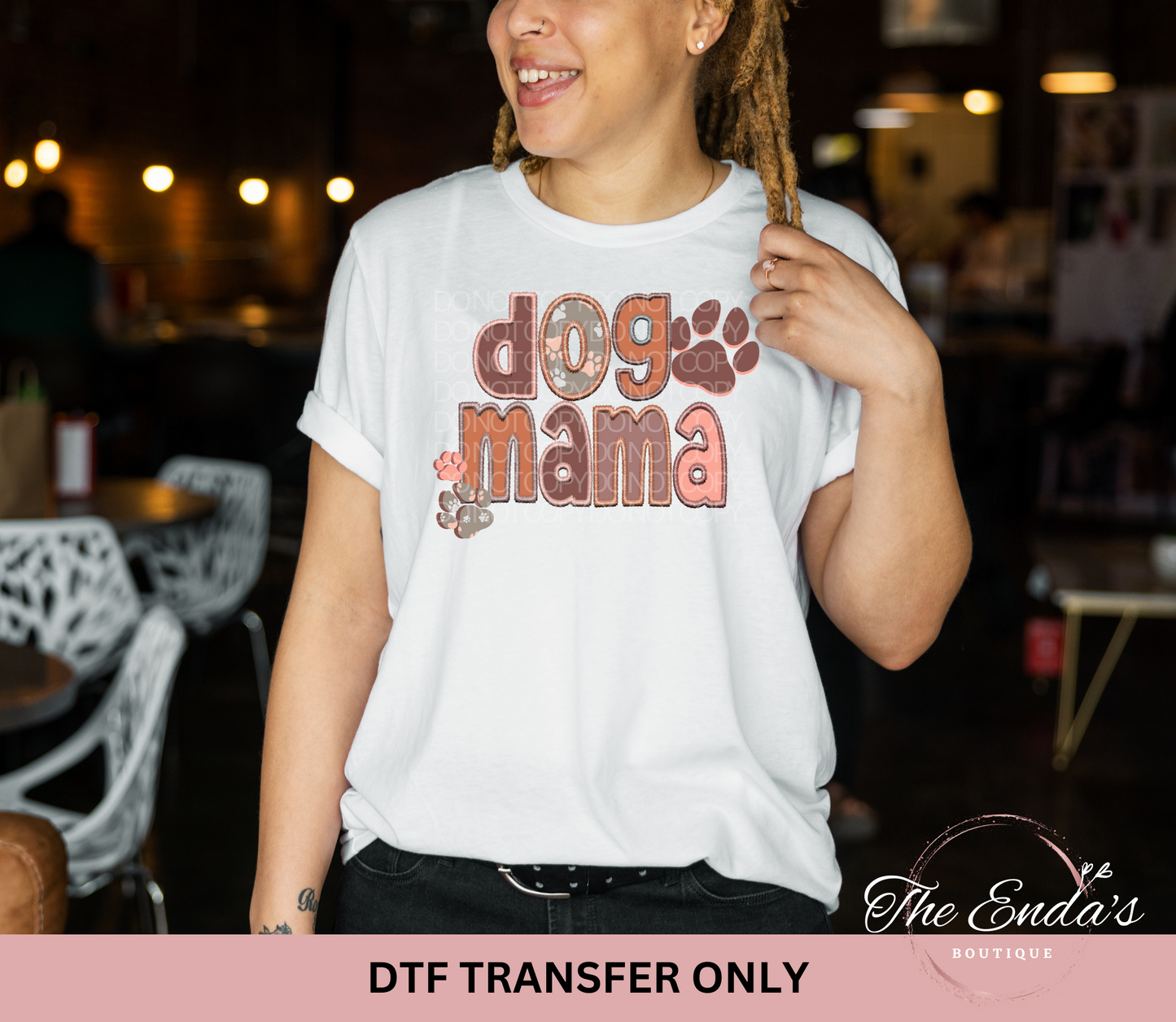 Dog Mama Faux Embroidery DTF Transfer