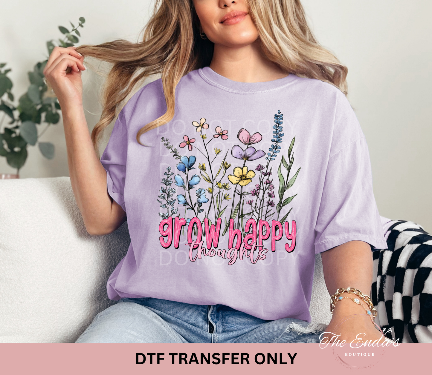 Grow Happy Thoughts DTF Transfer