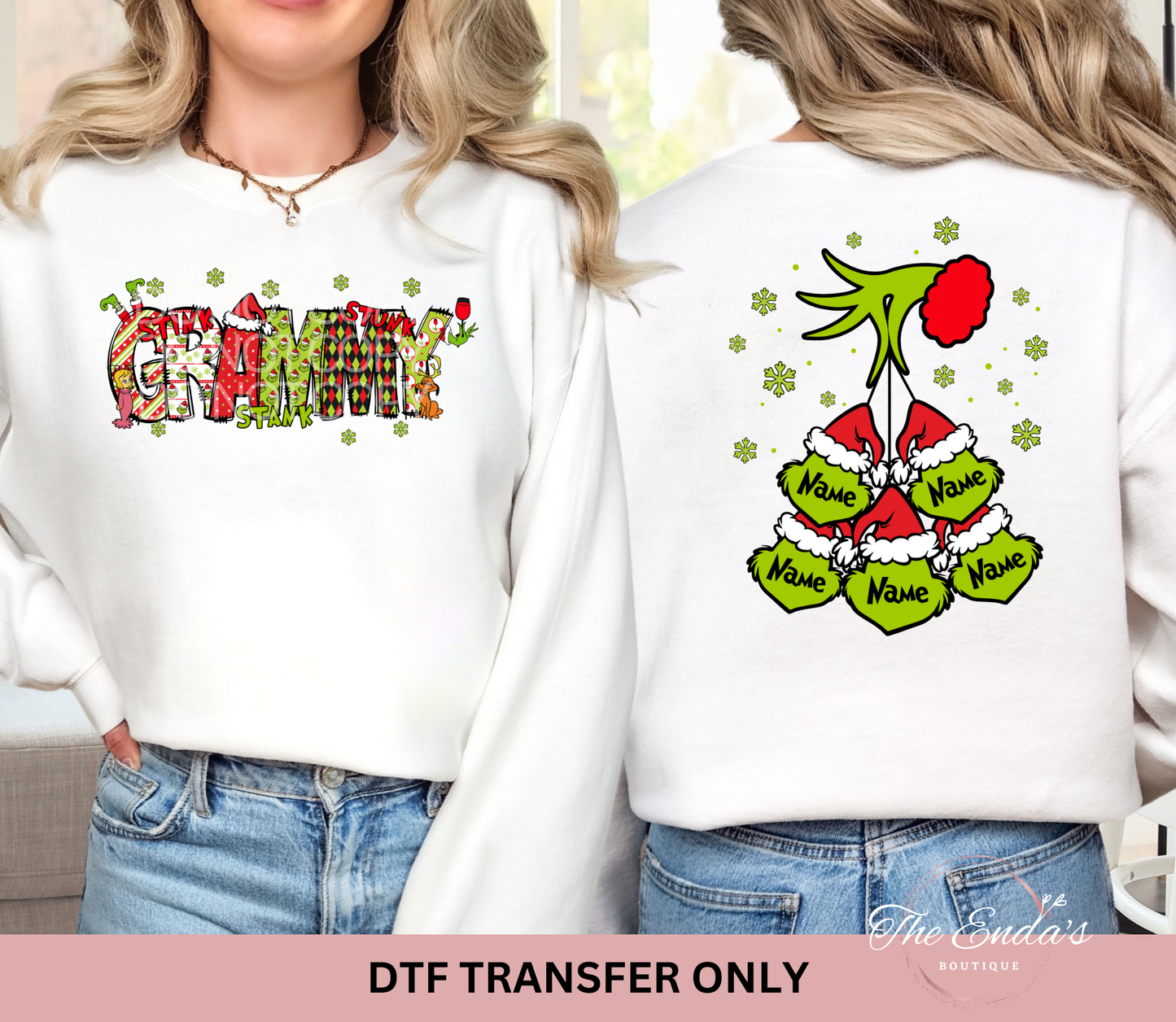 Green Man Personalized Kids Names (FRONT/BACK SET) DTF Transfer