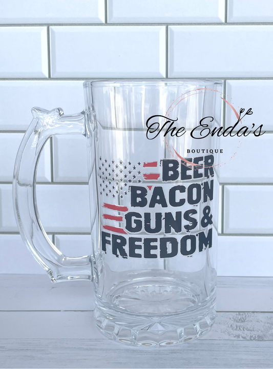 Beer Bacon Guns & Freedom Beer Mug