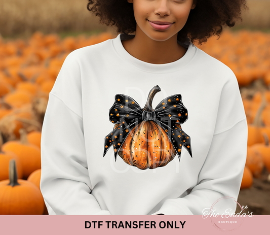 Pumpkin Stars Bow DTF Transfer