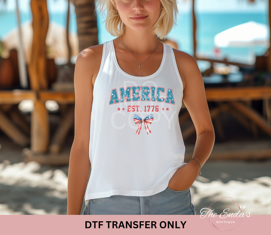 America EST 1776 Bow DTF Transfer