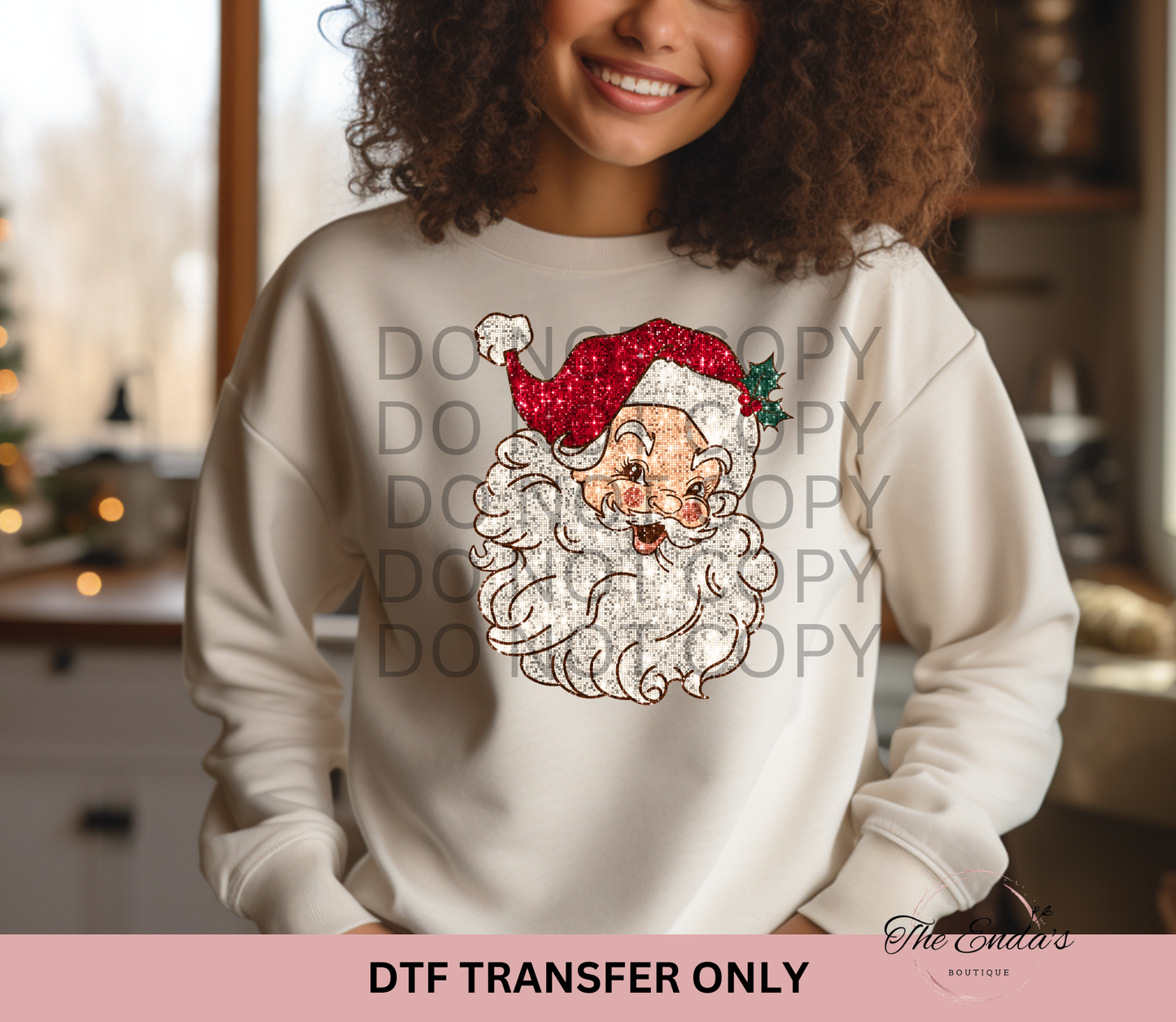 Santa Claus Faux Sequin DTF Transfer