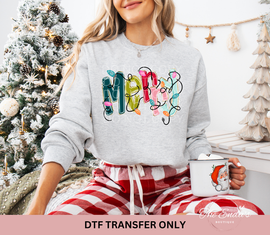 Merry Christmas Lights DTF Transfer DTF Transfer