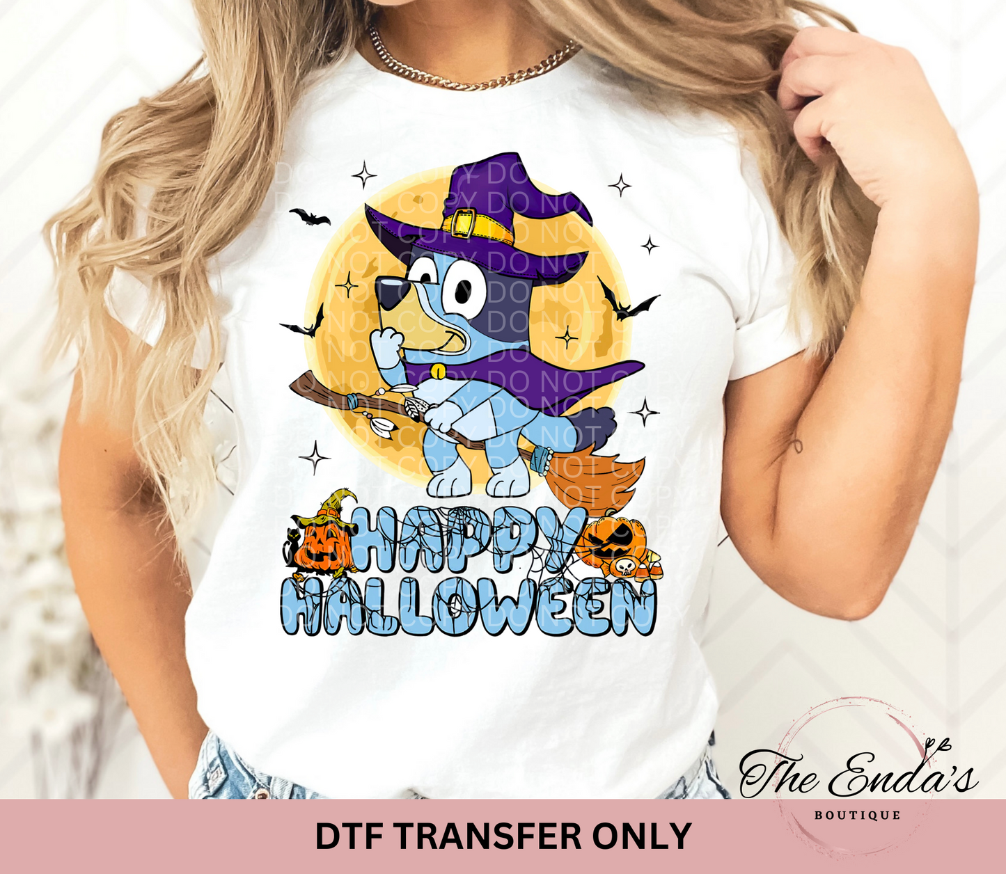 Blue Dog Happy Halloween DTF Transfer