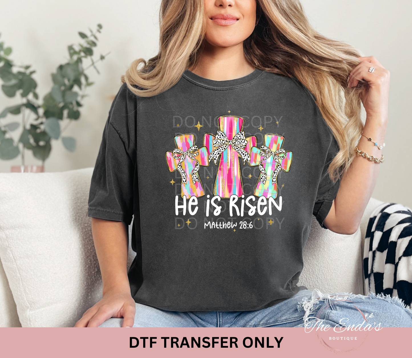 He Is Risen Brushstroke Crosses DTF Transfer