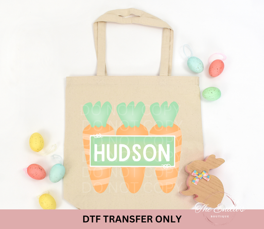 Personalized Green Easter Carrots DTF Transfer