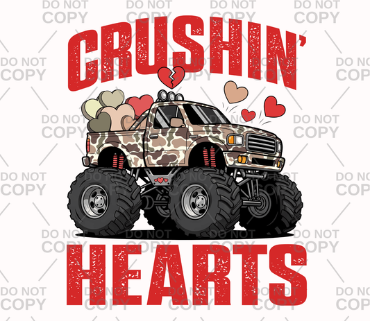 Crushin' Hearts Camo Truck DTF Transfer