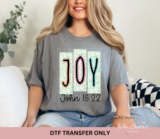 Daisy Floral Bible Verse JOY DTF Transfer