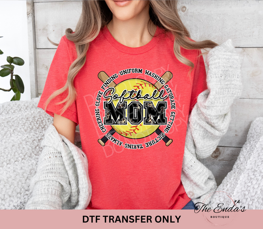 Softball Mom Words DTF Transfer