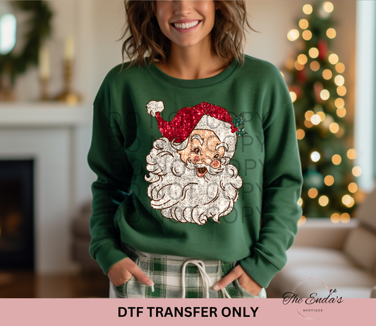 Santa Claus Faux Sequin DTF Transfer