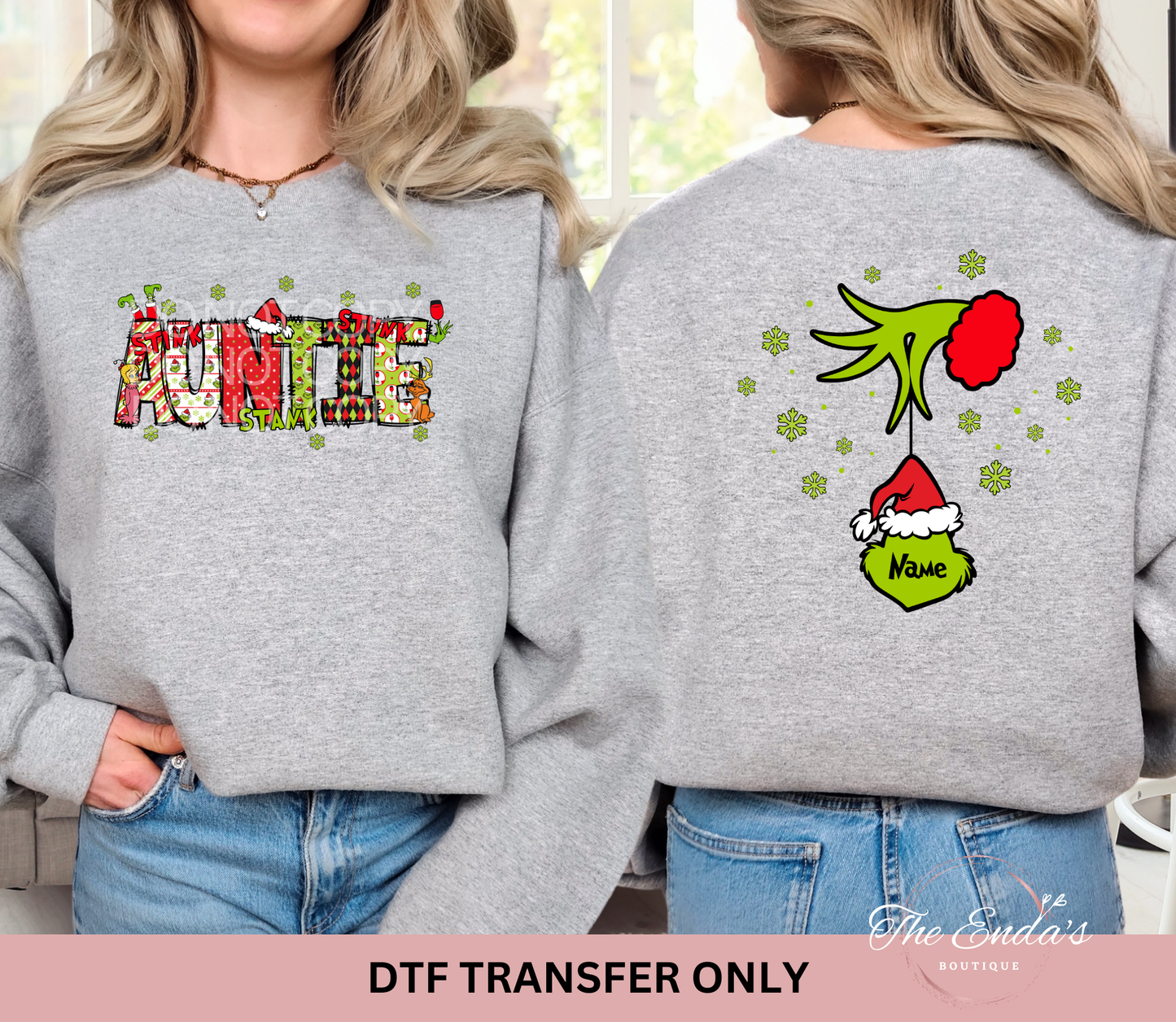 Green Man Personalized Kids Names (FRONT/BACK SET) DTF Transfer