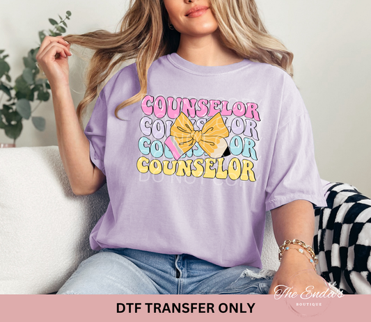 Stacked Counselor Pencil Bow DTF Transfer