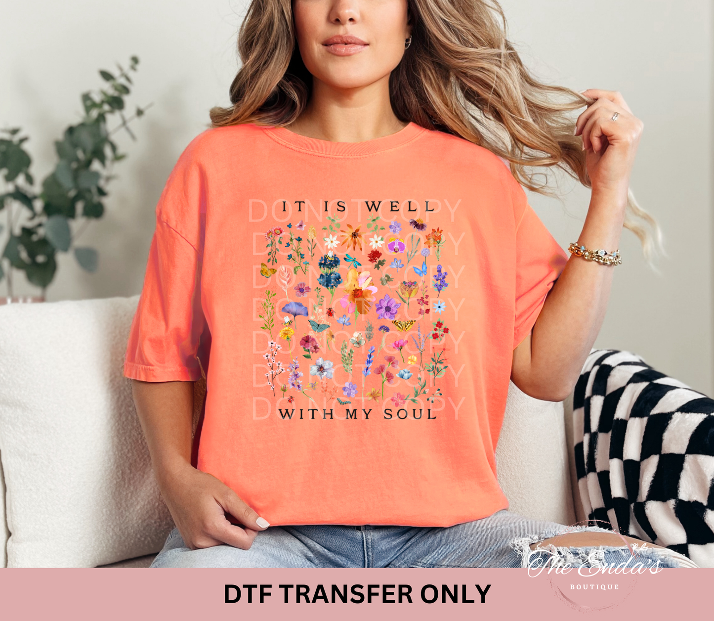 Floral It Is Well With My Soul DTF Transfer