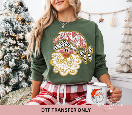 Faux Yarn Santa Christmas Tree Cakes Hat DTF Transfer