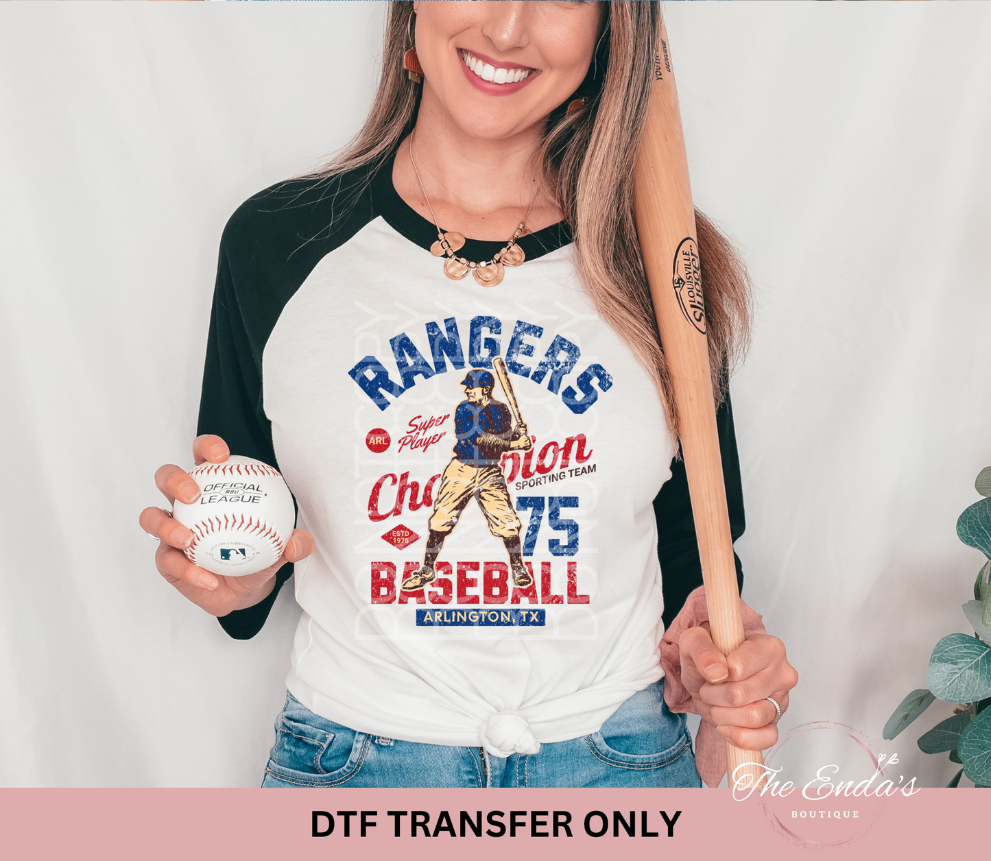 Vintage Rangers Baseball DTF Transfer