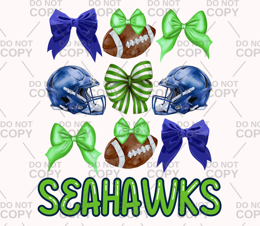 Seahawks Helmet Football Coquette DTF Transfer