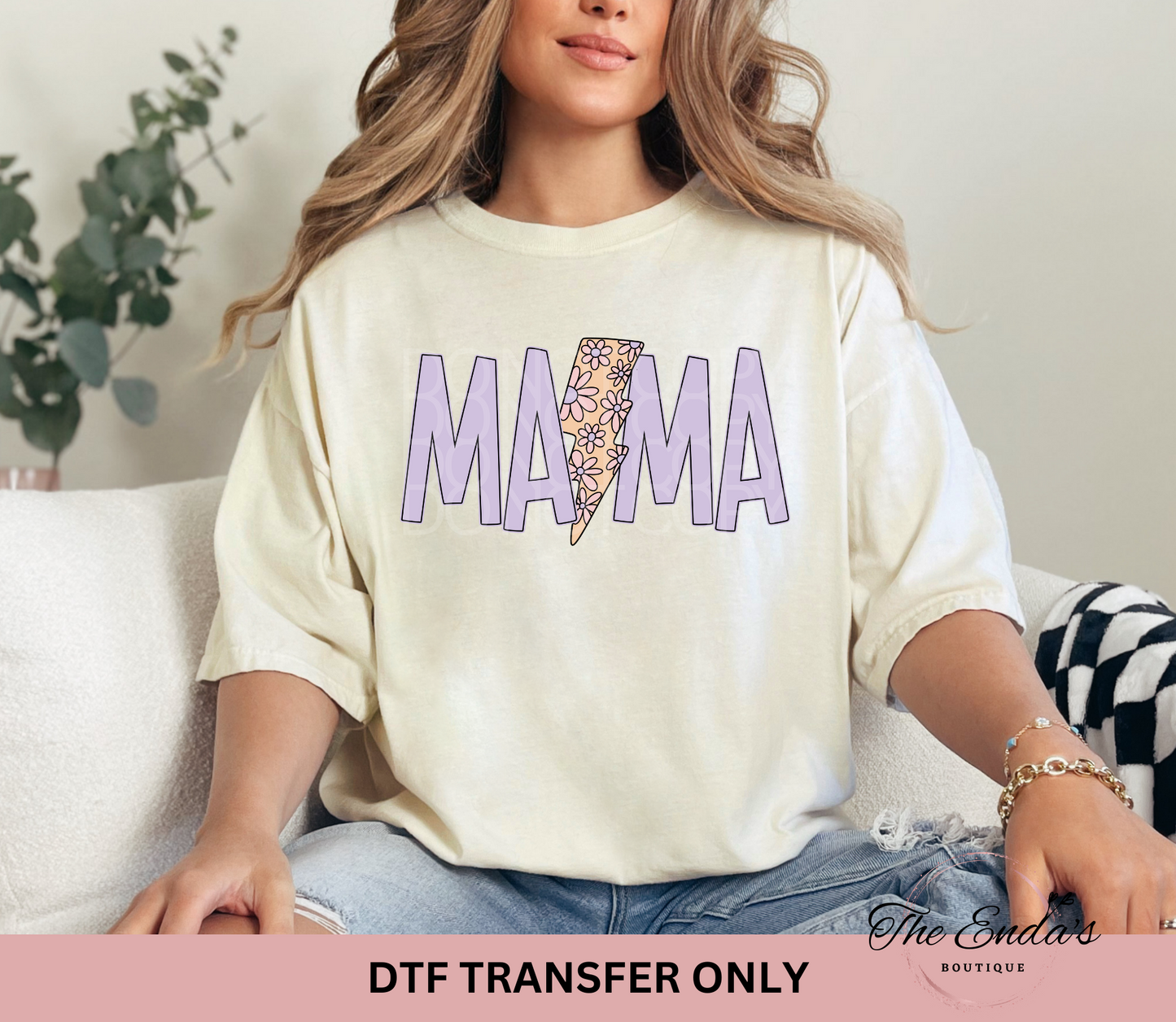 Mama Flower Lightening Bolt DTF Transfer