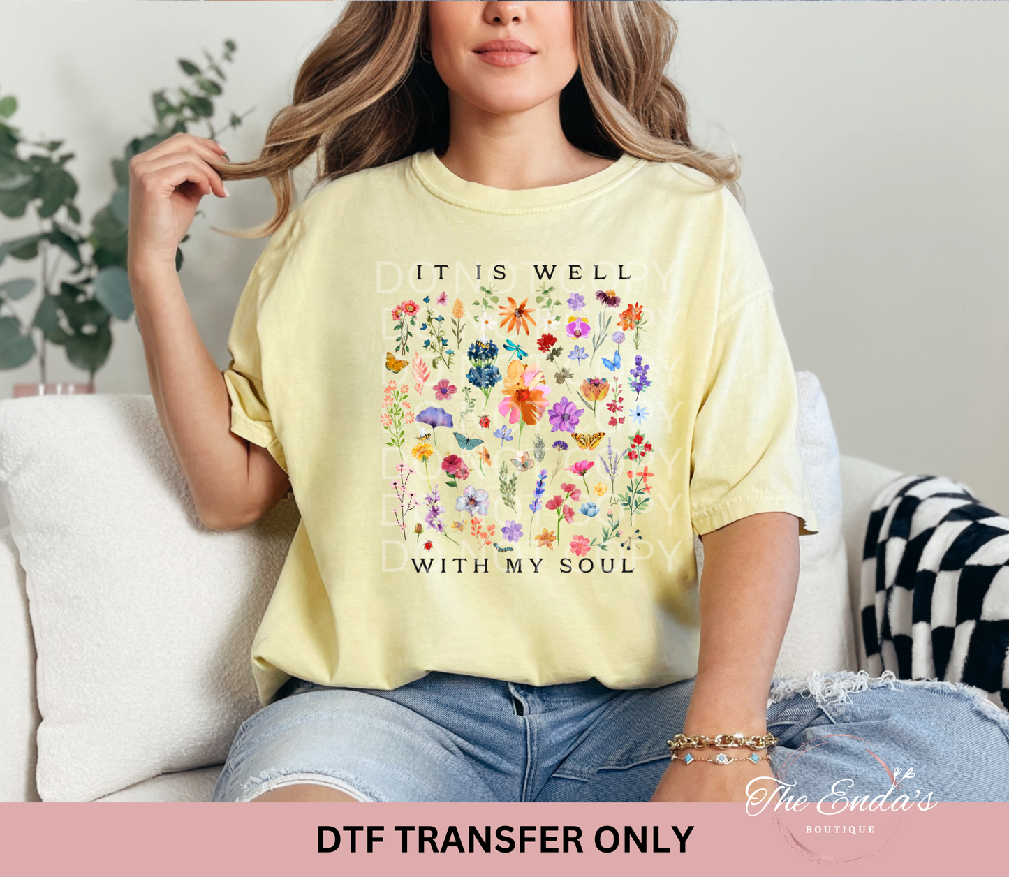 Floral It Is Well With My Soul DTF Transfer