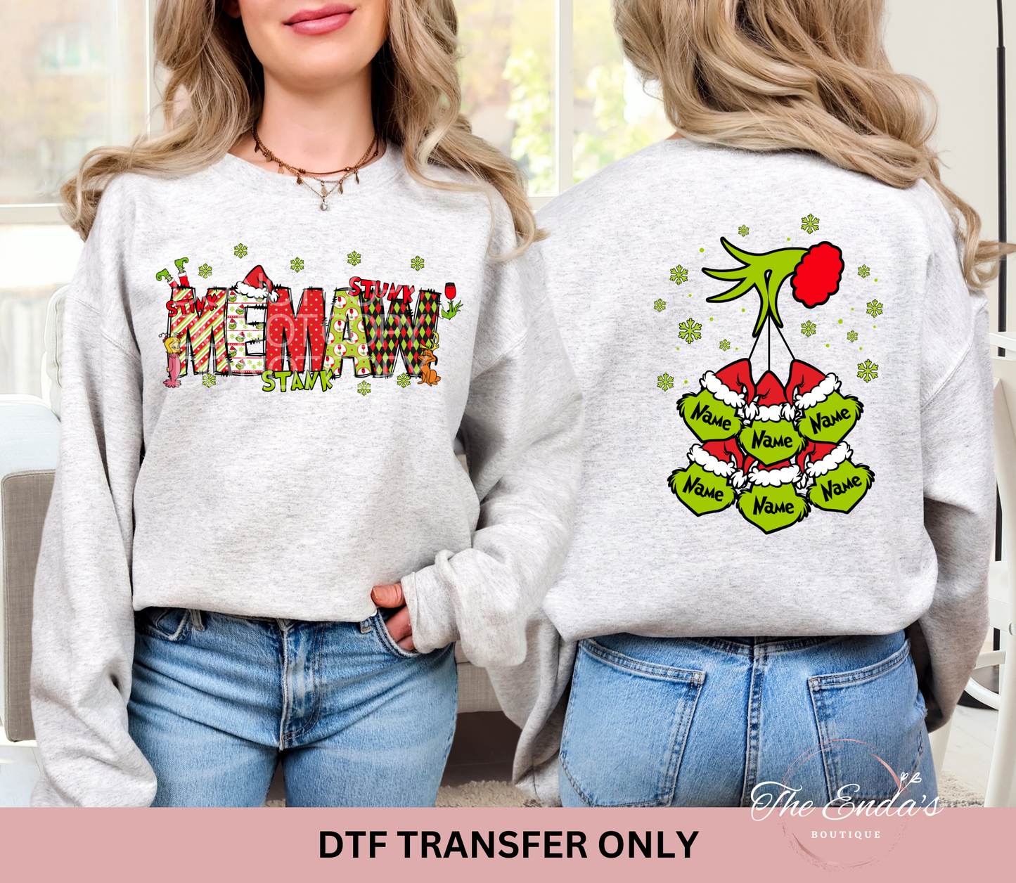 Green Man Personalized Kids Names (FRONT/BACK SET) DTF Transfer