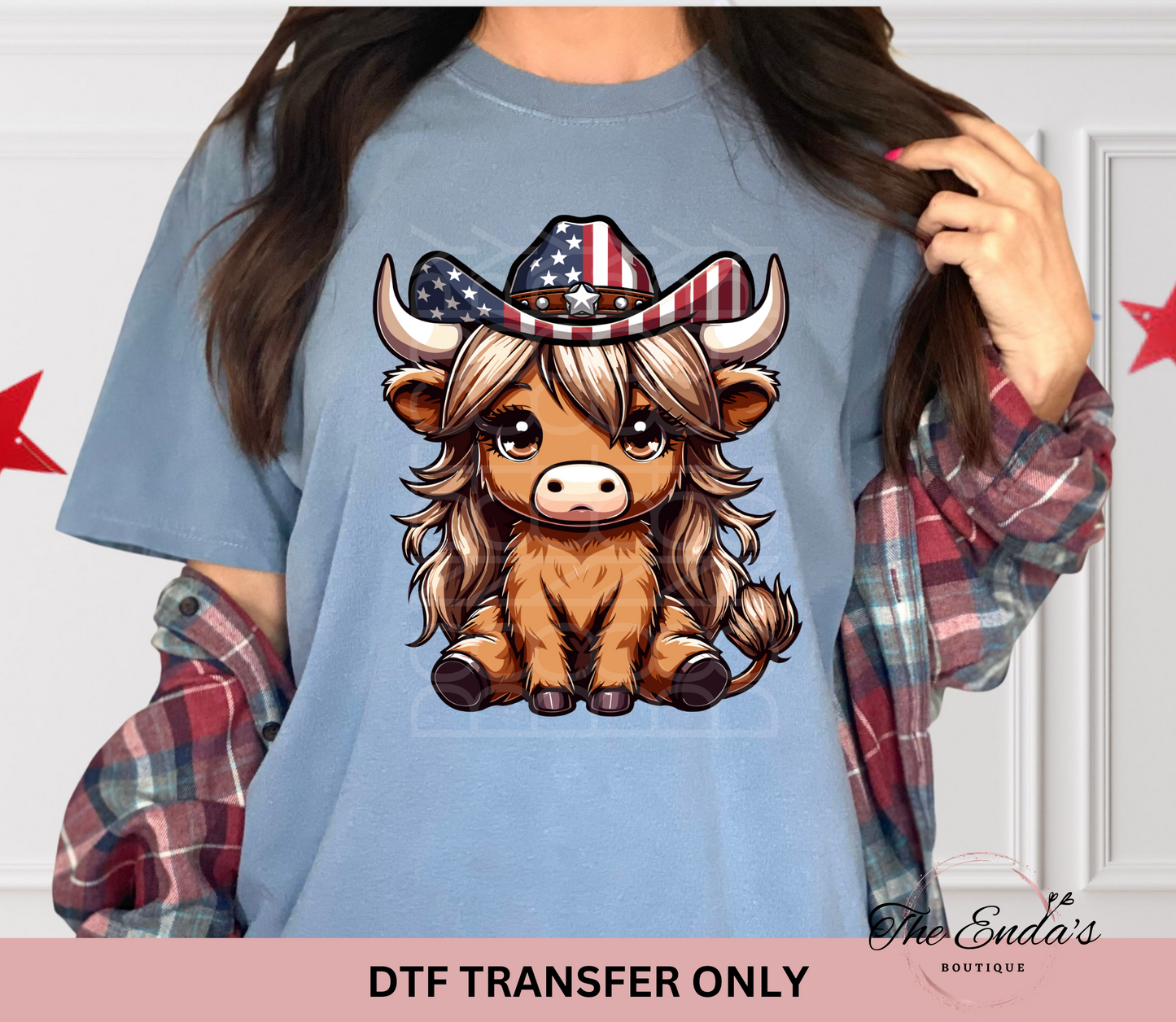 Western American Highland Cow DTF Transfer