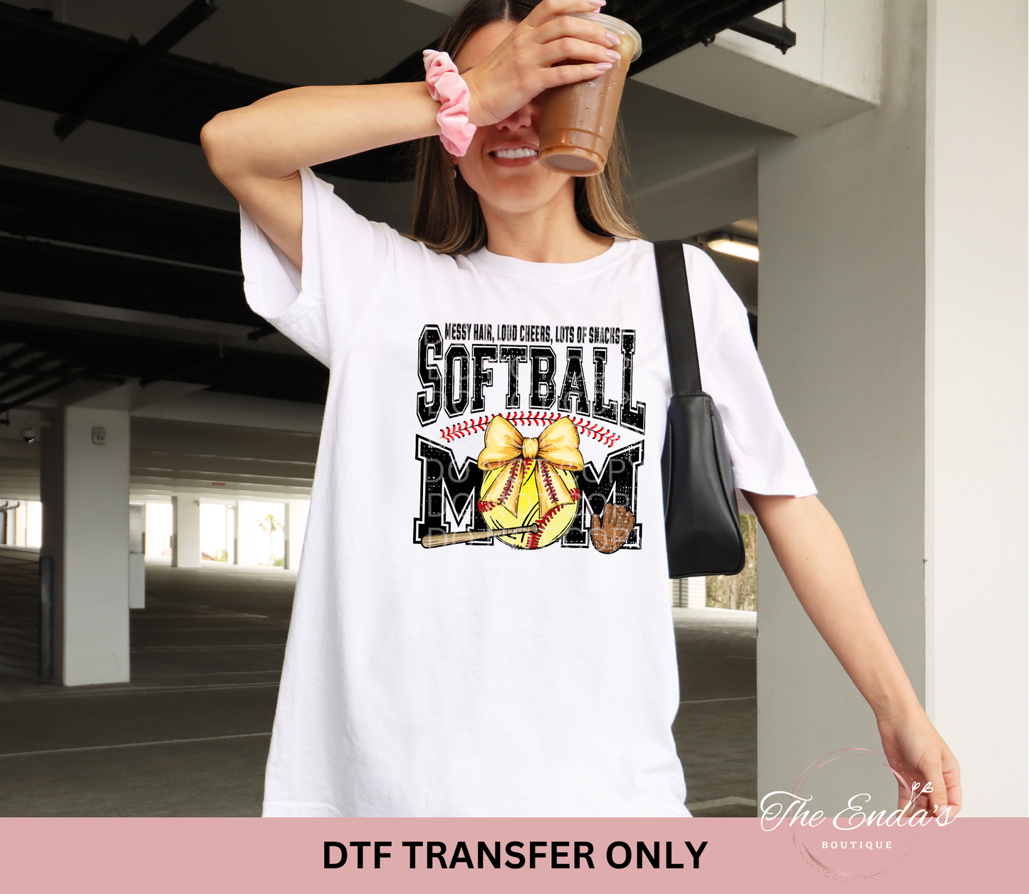 Messy Hair Loud Cheers Lots Of Snacks Softball Mom DTF Transfer