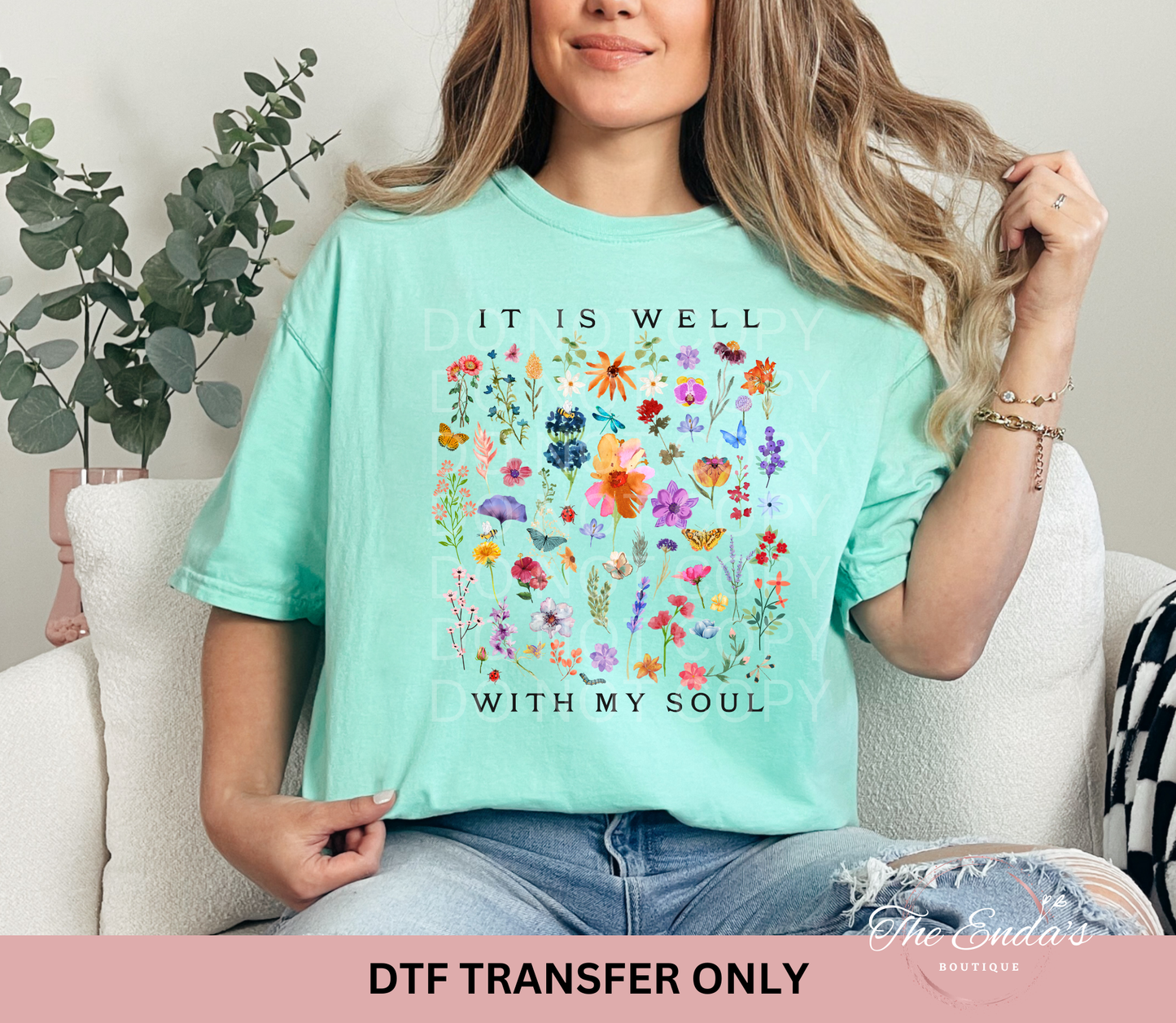 Floral It Is Well With My Soul DTF Transfer