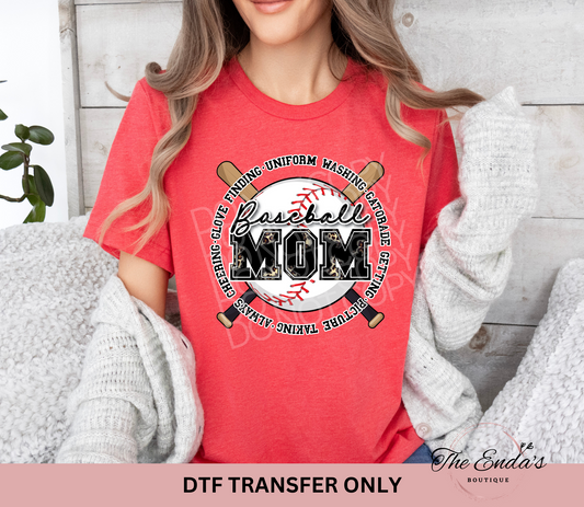 Baseball Mom Words DTF Transfer