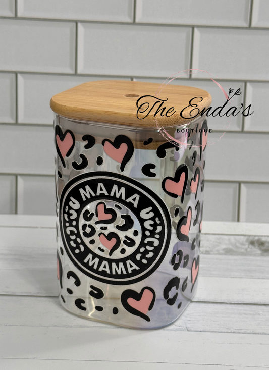 Mama Pink Hearts Square Iridescent Cup