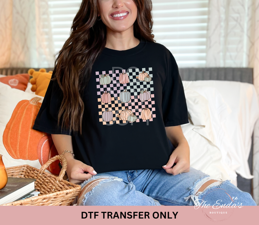 Pastel Checkered Pumpkins DTF Transfer