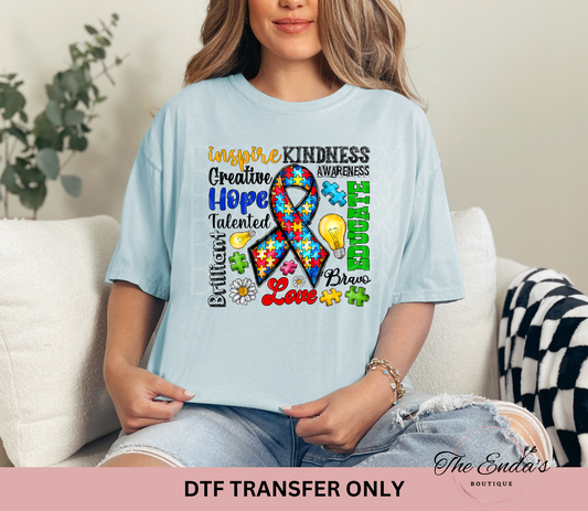 Autism Ribbon DTF Transfer