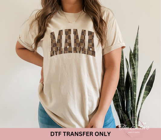 Tan Checkered Mama DTF Transfer