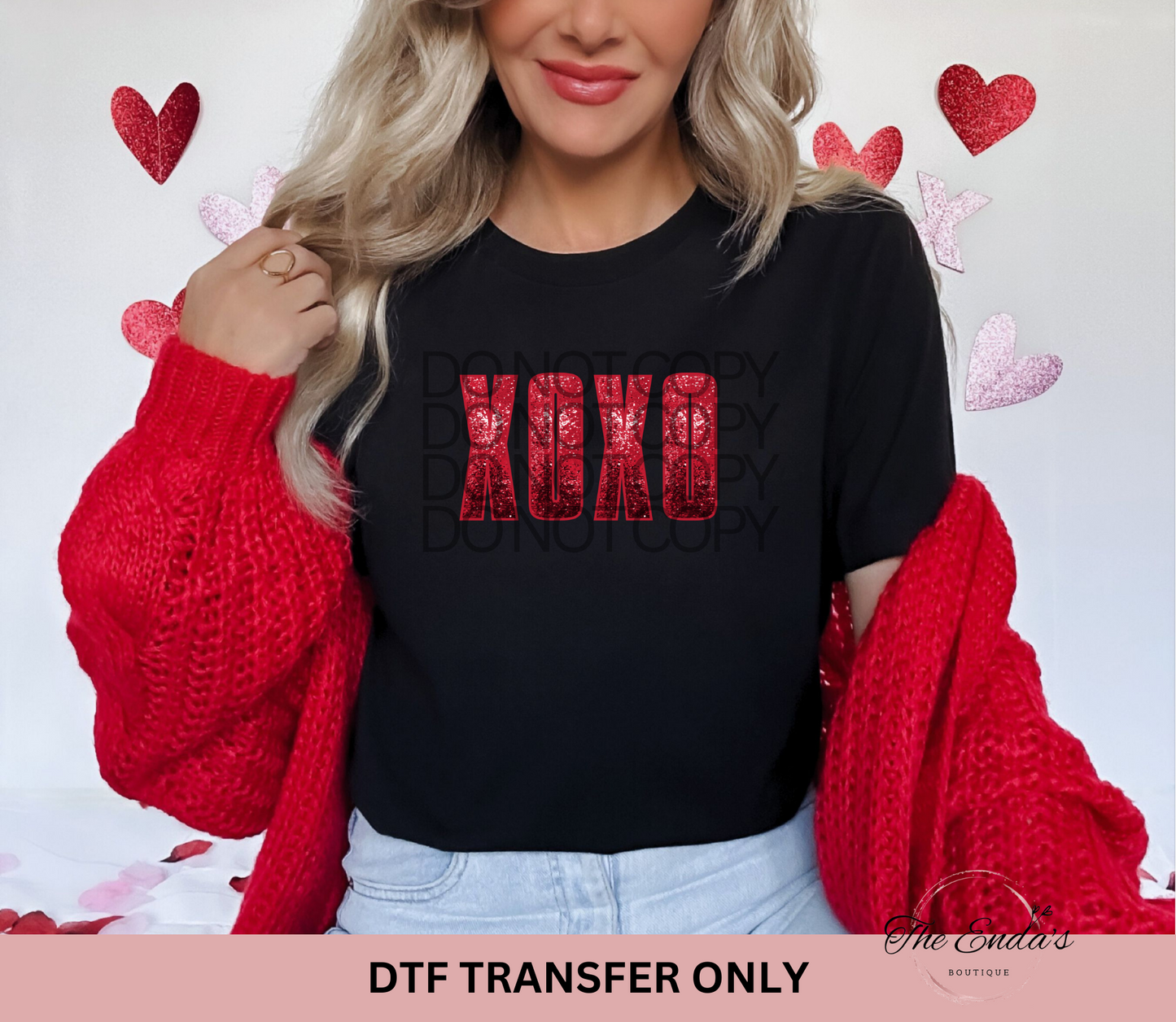 XOXO Sparkly Faux Sequins DTF Transfer