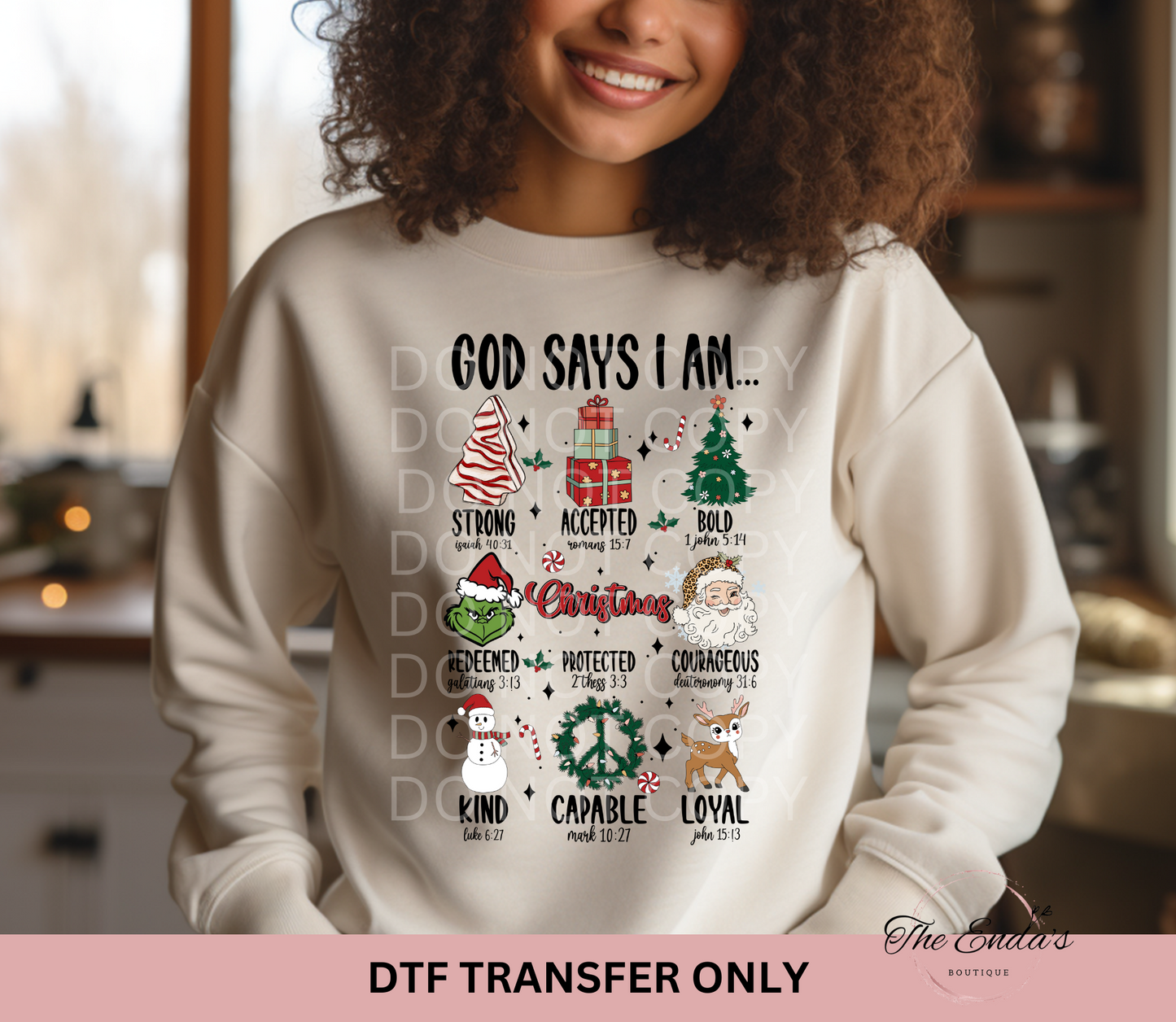 God Says I Am (Christmas) DTF Transfer