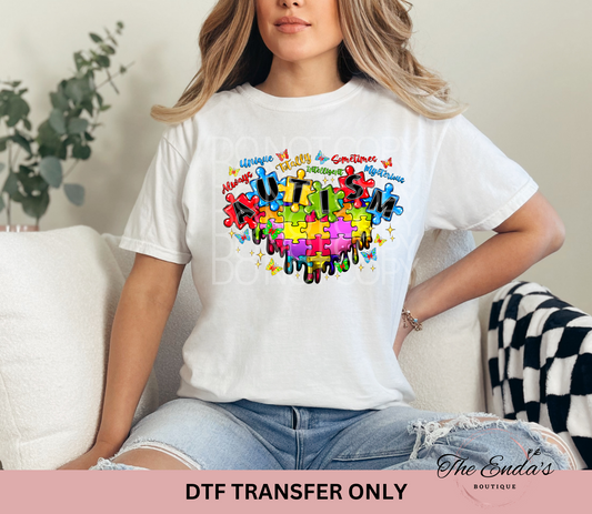 Autism Puzzle Heart DTF Transfer