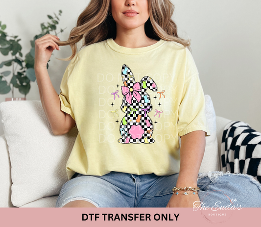 Spring Checkered Bunny Coquette DTF Transfer