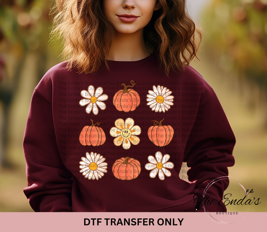 Vintage Flowers & Pumpkins DTF Transfer