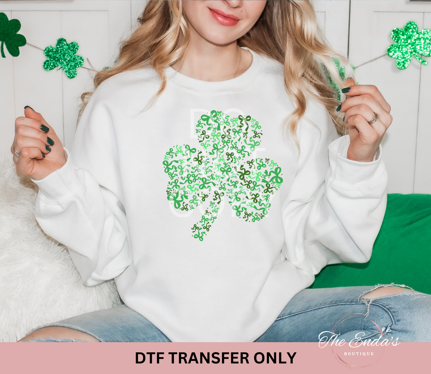 Lucky Shamrock Coquette DTF Transfer *Available In Different Colors*