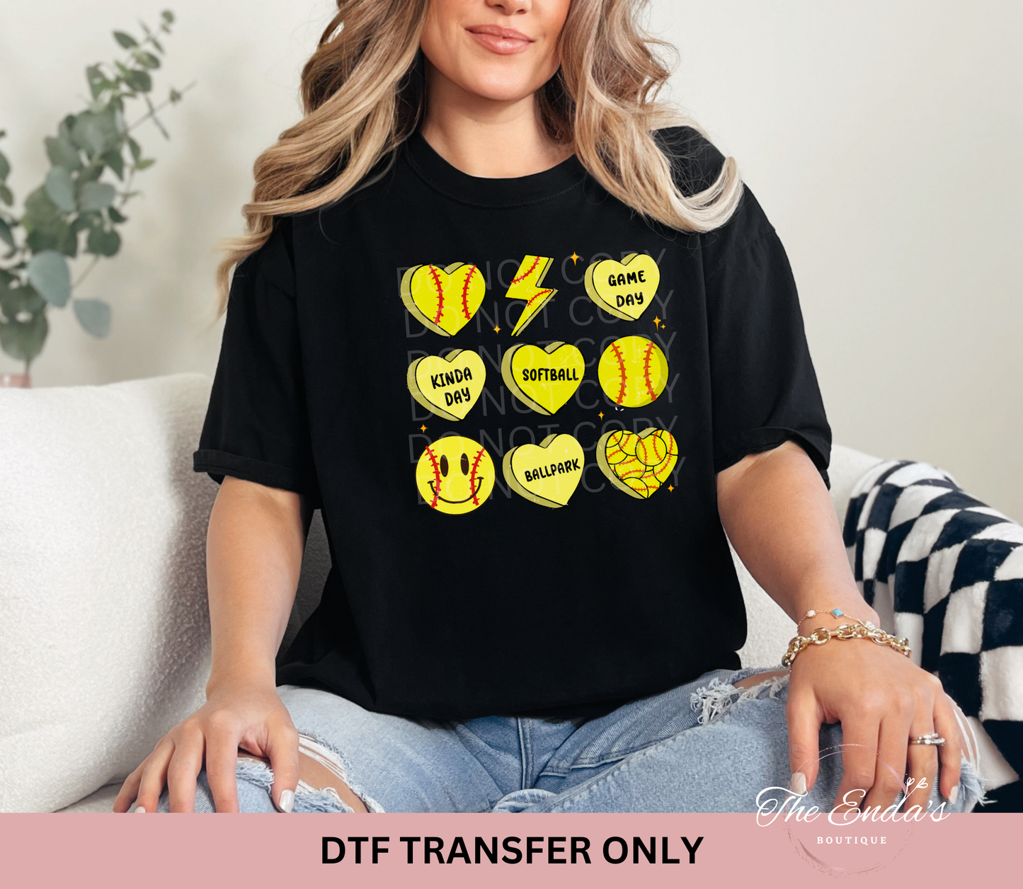 Softball Hearts DTF Transfer