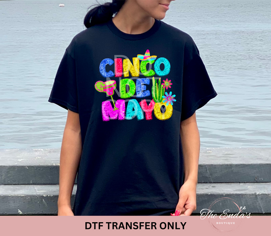 Cinco De Mayo Faux Sequin DTF Transfer