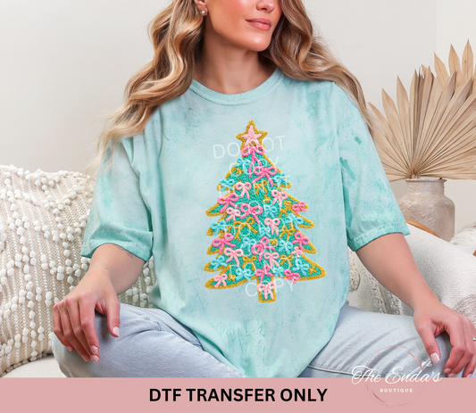 Faux Yarn Christmas Tree Coquette DTF Transfer