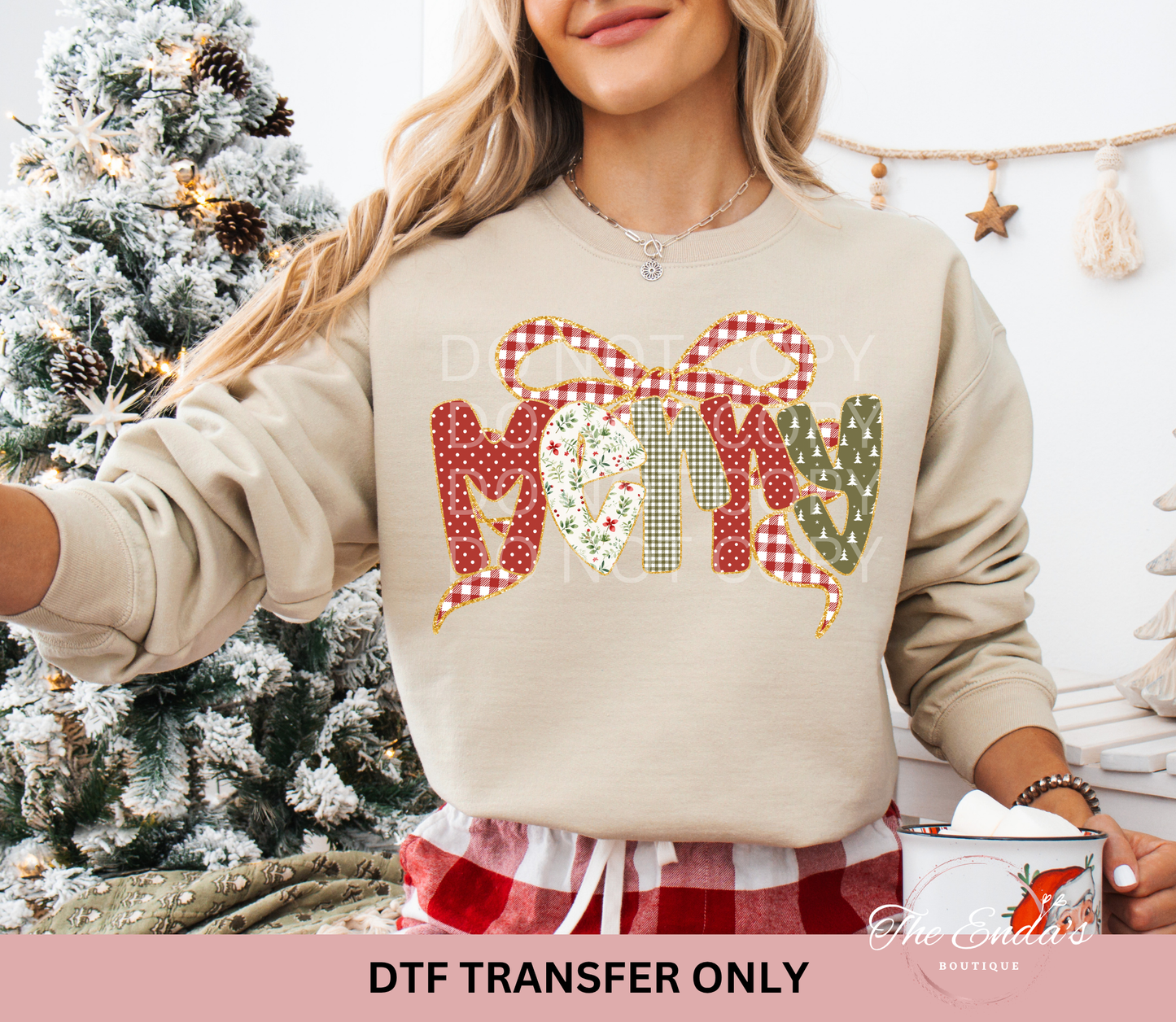 Christmas Pattern Merry Coquette DTF Transfer