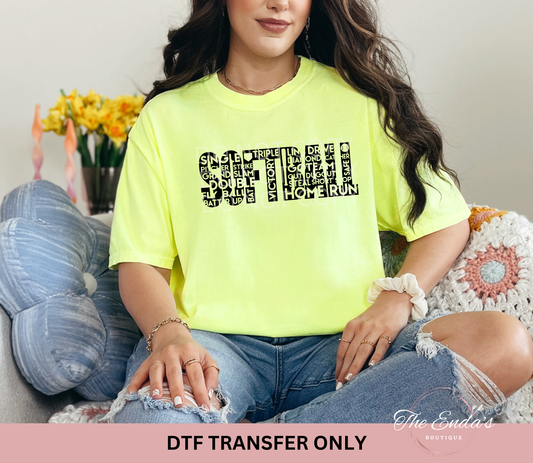 Softball Words DTF Transfer