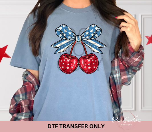 Coquette Bow Cherry DTF Transfer