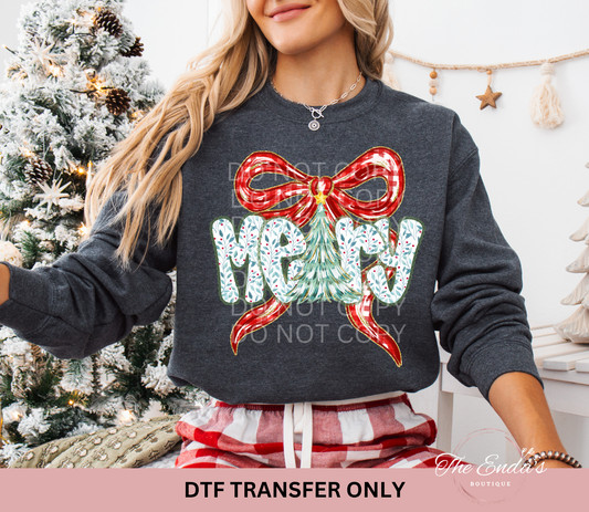 Coquette Christmas Merry Floral DTF Transfer