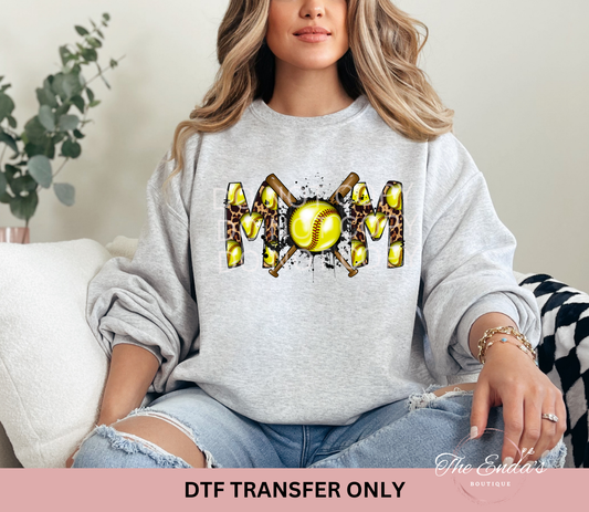 Leopard Splatter Softball Mom DTF Transfer