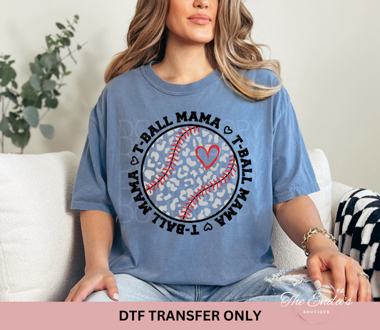 Heart T-Ball Mama DTF Transfer