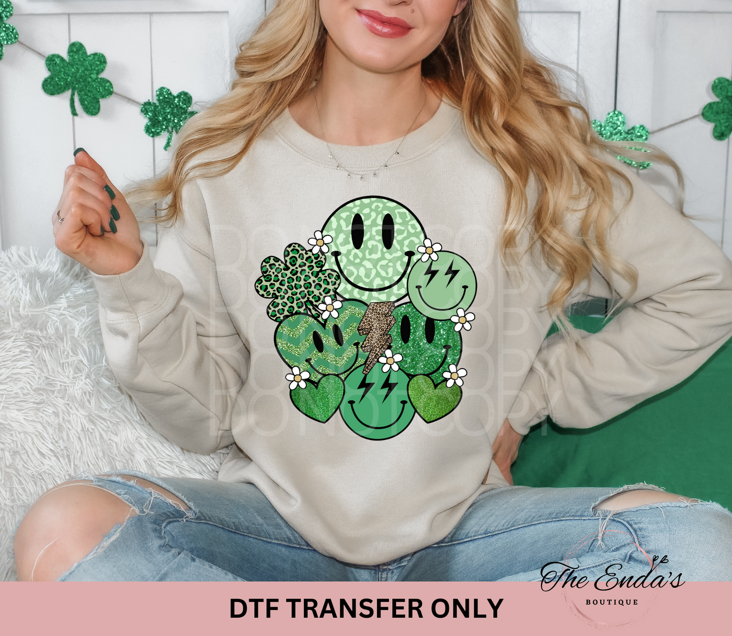 Green Smiles DTF Transfer