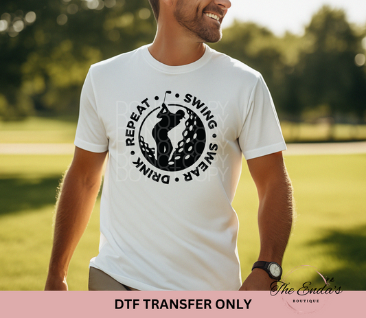 Swing Swear Drink Repeat DTF Transfer
