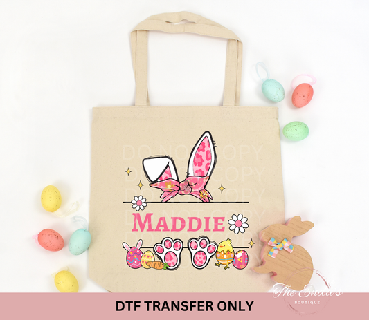 Personalized Pink Bunny DTF Transfer